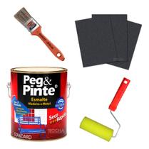 Tinta Esmalte Madeira Metal Peg Pinte 900ml + Lixa + Rolo