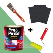 Tinta Esmalte Madeira Metal Peg Pinte 900ml + Lixa + Rolo