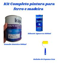 Tinta Esmalte Sintetico 900ml Iraja + Aguarras 900ml p/ diluição + Rolinho 5m Tigre - Kit Completo