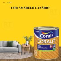 Tinta Esmalte Sintético Base Água Cor Amarelo 800ml Coral Coralit Total Zero Acetinado p/Madeiras e Metais e Pintura em Artesanato de MDF.