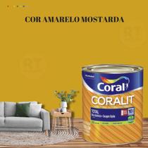 Tinta Esmalte Sintético Base Água Cor Amarelo 800ml Coral Coralit Total Zero Brilhante p/Madeiras e Metais e Pintura em Artesanato de MDF.