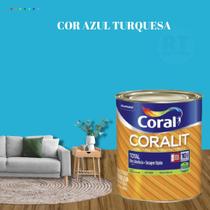 Tinta Esmalte Sintético Base Água Cor Azul 800ml Coral Coralit Total Zero Acetinado p/Madeiras e Metais e Pintura em Artesanato de MDF.