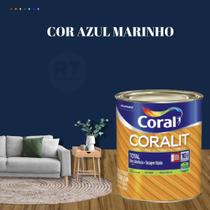 Tinta Esmalte Sintético Base Água Cor Azul 800ml Coral Coralit Total Zero Acetinado p/Madeiras e Metais e Pintura em Artesanato de MDF.