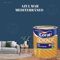 Tinta Esmalte Sintético Base Água Cor Azul 800ml Coral Coralit Total Zero Acetinado p/Madeiras e Metais e Pintura em Artesanato de MDF.