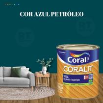 Tinta Esmalte Sintético Base Água Cor Azul 800ml Coral Coralit Total Zero Acetinado p/Madeiras e Metais e Pintura em Artesanato de MDF.
