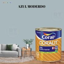 Tinta Esmalte Sintético Base Água Cor Azul 800ml Coral Coralit Total Zero Brilhante p/Madeiras e Metais e Pintura em Artesanato de MDF.