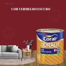 Tinta Esmalte Sintético Base Água Cor Vermelho 800ml Coral Coralit Total Zero Brilhante p/Madeiras e Metais e Pintura em Artesanato de MDF.