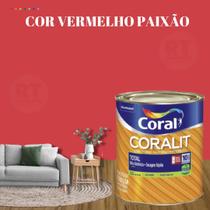 Tinta Esmalte Sintético Base Água Cor Vermelho 800ml Coral Coralit Total Zero Brilhante p/Madeiras e Metais e Pintura em Artesanato de MDF.