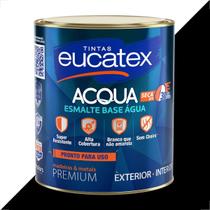 Tinta esmalte sintetico eucatex 900ml base agua preto brilhante pronto para uso