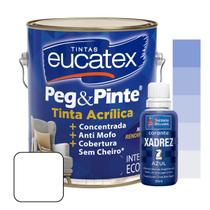 Tinta Eucatex Acrilica Peg E Pinte 3,6L Branca + Xadrez 50ml