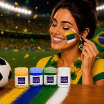Tinta facial corporal colormake torcida copa brasil 4un verde amarelo azul branci 15 ml profissional