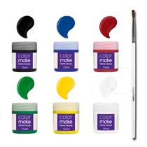 Tinta Facial Líquida 6 Cores 15ml Pincel ColorMake Kit Completo para Maquiagem Artística