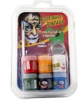 Tinta Facial Líquida Maquiagem Artística 6 Cores + Pincel - Rostinho Pintado