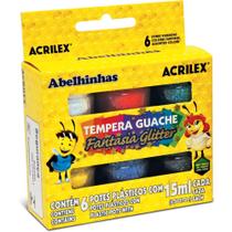 Tinta Guache 015ML 06 Cores 15ML com Glitter PCT.C/06 Tinta Guache 015ML 06 Cores 15ML com Glitter PCT.C/06