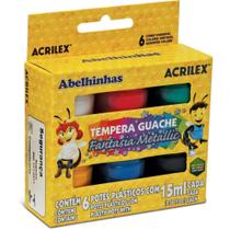 Tinta Guache 15 ml 06 Cores Fantasia Metallic - Acrilex