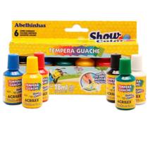 Tinta guache 18ml c/6 cores c/tampa pincel / 6un / acrilex