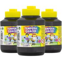 Tinta guache 250ml preto pct com 6unidades