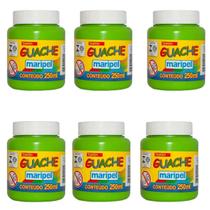 Tinta Guache 250ml Verde com 6 Potes Claro