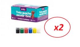 Tinta Guache 6 Cores 15ml Pintura Infantil Escolar- 12un