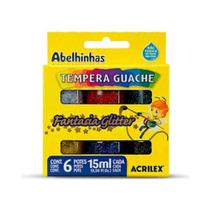 Tinta Guache 6 Cores Fantasia Glitter - Acrilex