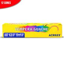 Tinta Guache Acrilex 12 Cores 15 ML Tempera Guache