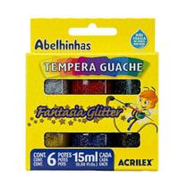 Tinta Guache Acrilex Fantasia Glitter Com 6 Potes De 15ml Acrilex