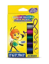 Tinta guache bastão 6 cores metálico - acrilex Tinta guache bastão 6 cores metálico - acrilex
