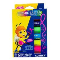 Tinta Guache Bastão Neon Com 06 Cores Tinta Guache Bastão Neon Com 06 Cores
