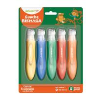 Tinta Guache Bisnaga com Pincel 25 ml - Estojo com 5 Cores Vibrantes