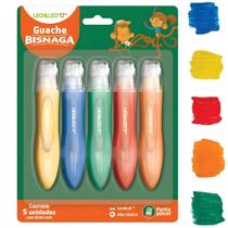 Tinta Guache Bisnaga Lavável Com Ponta Pincel 5 Cores Vibrantes Não Tóxico 25ml Cada - Leo&Leo Tinta Guache Bisnaga Lavável Com Ponta Pincel 5 Cores Vibrantes Não Tóxico 25ml Cada - Leo&Leo