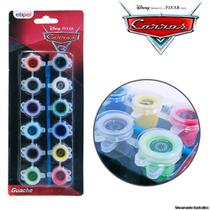 Tinta Guache Com 12 Cores E um Pincel Carros Disney - FMSP