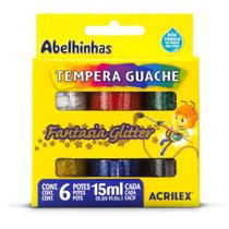 Tinta Guache com Glíter 15ML 6 Cores Caixa com 6 Unidades Tinta Guache com Glíter 15ML 6 Cores Caixa com 6 Unidades