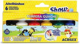 Tinta Guache Com Pincel - 6 cores - 8 ml