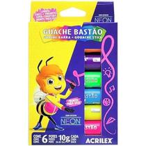 Tinta Guache - Em Bastão - 06 Cores - Neon