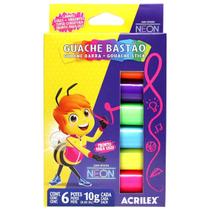 Tinta Guache em Bastão 6 Cores Neon Acrilex