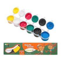 Tinta Guache Escolar com 6 Cores de 15ml Leo e Leo