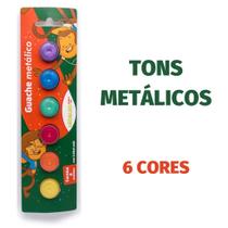 Tinta Guache Escolar Kit c/ 6 Cores BásicasTradicionais, Neon ou Metálicas Leo&Leo Á Escolher