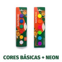 Tinta Guache Escolar Kit c/ 6 Cores BásicasTradicionais, Neon ou Metálicas Leo&Leo Á Escolher