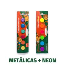 Tinta Guache Escolar Kit c/ 6 Cores BásicasTradicionais, Neon ou Metálicas Leo&Leo Á Escolher