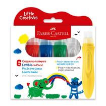 Tinta Guache Faber Castell Pincel Jumbo Vassorinha Little Creatives 6 Cores 24ml Cada Ref: 16404