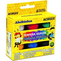 Tinta Guache Fantasia Metallic 6 Cores - Acrilex