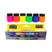 Tinta Guache Fluorescente Neon 6 Unidades - Acrilex