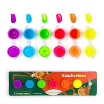 Tinta Guache LeoLeo Neon ou Metálica Kit 6 Cores, 35ml Cada, Textura Cremosa e Atóxica