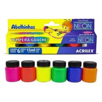 Tinta Guache Neon 6 Potes com 15ml ACRILEX