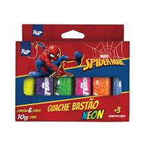 Tinta Guache Neon Bastão Homem Aranha 6 Cores Spider-Man