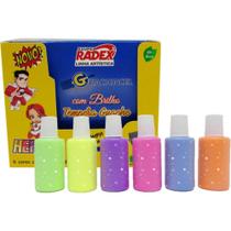 Tinta Guache Neon com Glitter 6 Cores 18ML com Pincel