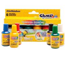 Tinta Guache Pincel Show Color Acrilex 18 Ml 6 Cores