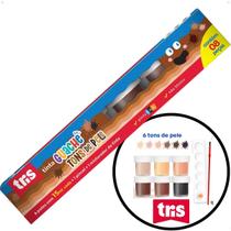 Tinta Guache TONS DE PELE Kit Com 6 Potes 15ml Pincel Misturador Tris