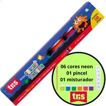 Tinta Guache TONS NEON Kit Com 6 Potes 15ml Pincel Misturador Tris