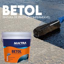 Tinta Impermeabilizante Preta Forte Betol Mactra 12L Base Água Parede, fundações, muro de arrimo